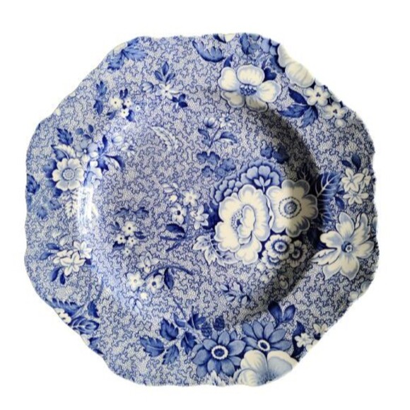 Spode Blue Room Collection Primula Buffet/Dessert Plate 9" White Blue Octagonal - Picture 1 of 2
